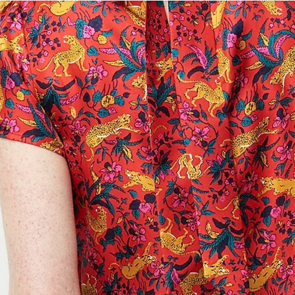 J CREW COLLECTION Silk Jungle Cat Top 6 $138 - Picture 2 of 5